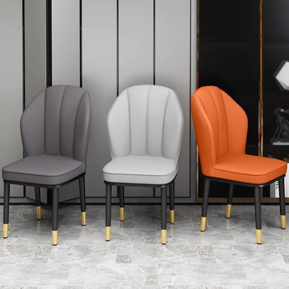 Modern Luxury PU Leather Padded Dining Chair Wing Backrest Armless For Dining Room