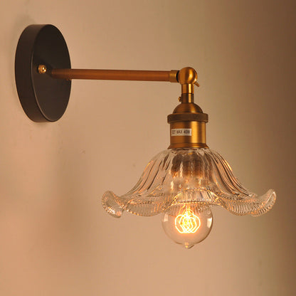 Contemporary Retro Iron Glass Flower 1-Light Wall Sconce Lamp For Bedside
