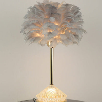 Modern Simple Feather Shade Diamond Acrylic Decorative 1-Light Table Lamp