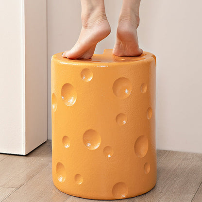 Contemporary Creative Kids Round Cylinder Cheese Resin Side Table For Bedroom
