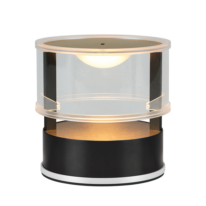 Modern Simplicity PMMA PC Stainless Steel Aluminum Cylinder LED Table Lamp For Bedside