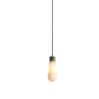 European Light Luxury Oval All Copper Marble 1-Light Pendant Light