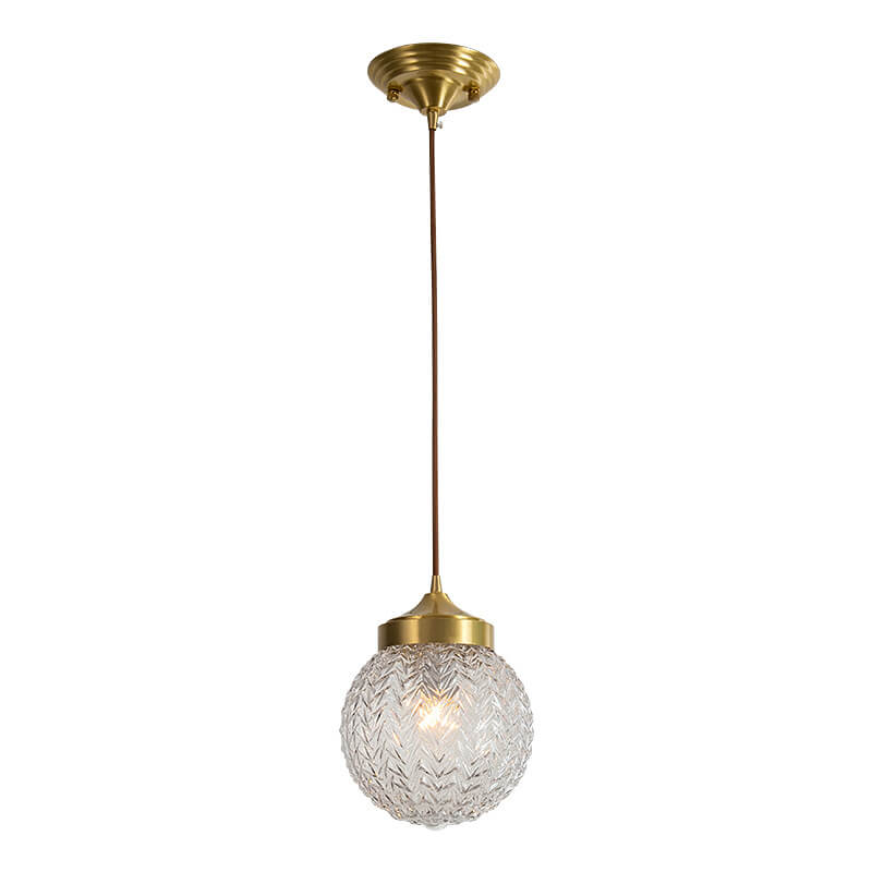 Nordic Light Luxury All-copper Glass Shade 1-Light Pendant Light