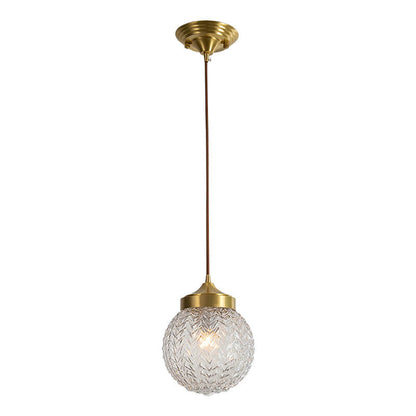 Nordic Light Luxury All-copper Glass Shade 1-Light Pendant Light