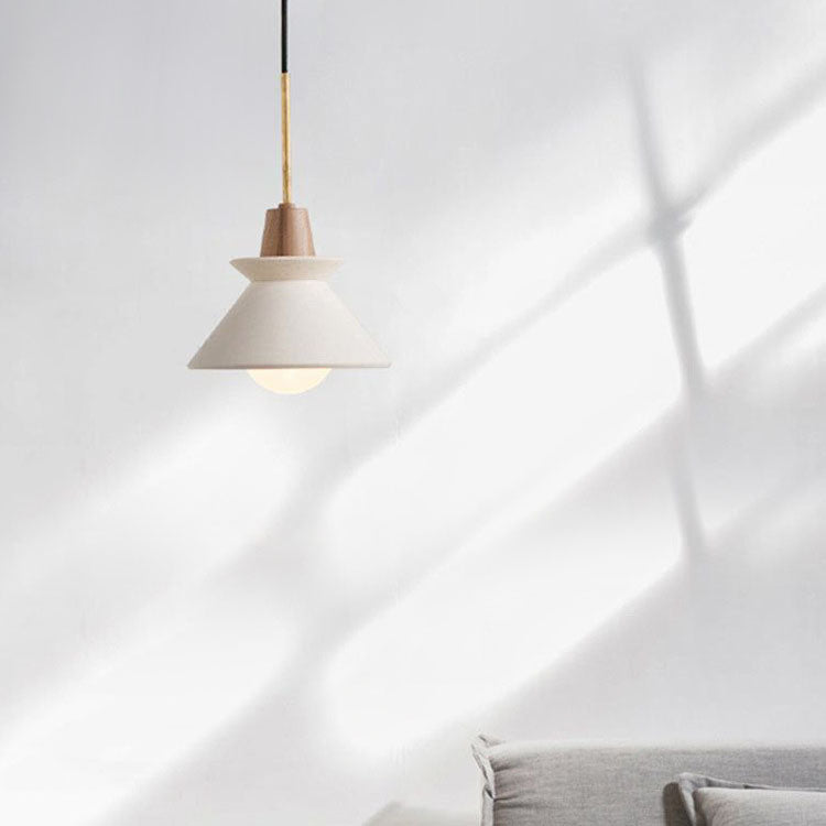 Nordic Minimalist Macaron Wood Cement  1-Light Pendant Light