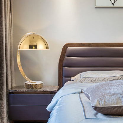 Modern Creative Bending Gold Hardware Marble Base 1-Light Table Lamp