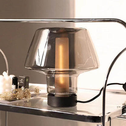 Modern Minimalist Round Glass Metal 1-Light Table Lamp For Bedroom