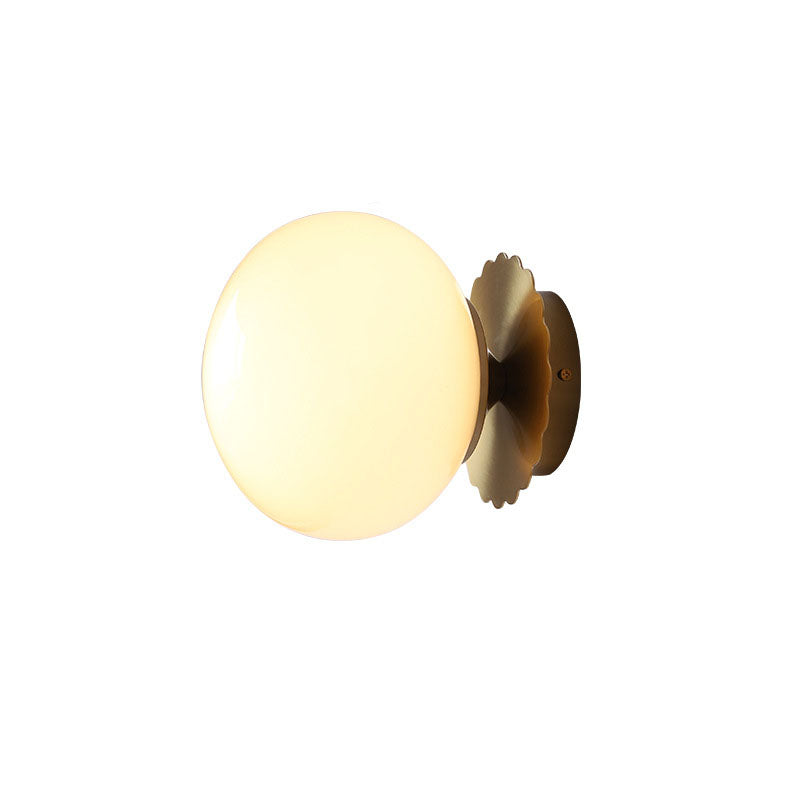 Modern Vintage Minimalist Iron Glass Round Head 1-Light Wall Sconce Lamp