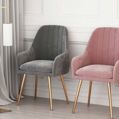 Contemporary Scandinavian Velvet PU Leather Sponge Emulsion Metal Square Vanity Stool Backrest Armrest For Bedroom