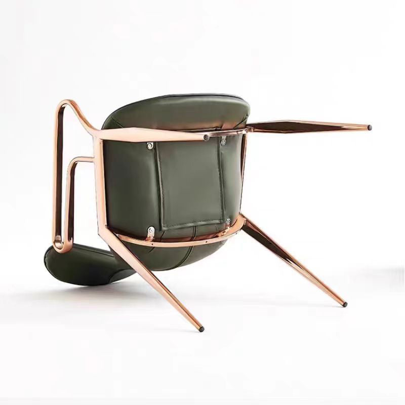 Contemporary Luxury Saddle Leather Carbon Steel Frame Dining Chair Backrest Armrest For Dining Room