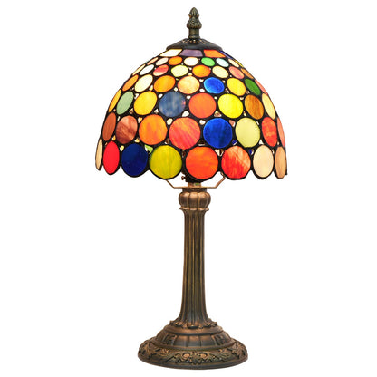 Traditional Tiffany Resin Glass Dome Round 1-Light Table Lamp For Bedside