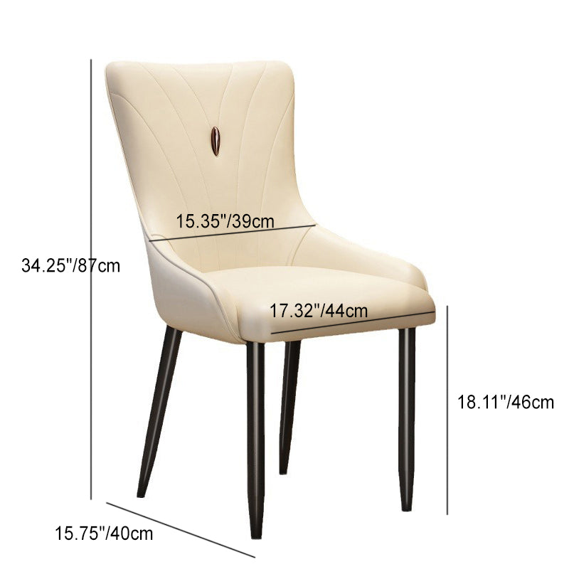 Contemporary Scandinavian PU Leather Carbon Steel Sponge Latex Square Dining Chair Backrest For Dining Room