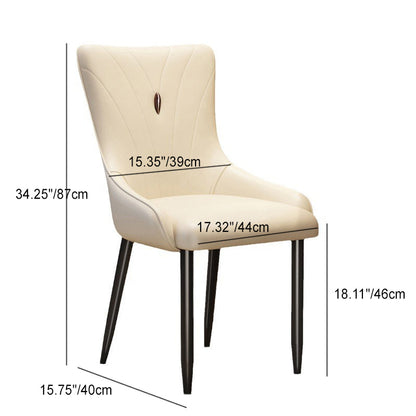 Contemporary Scandinavian PU Leather Carbon Steel Sponge Latex Square Dining Chair Backrest For Dining Room