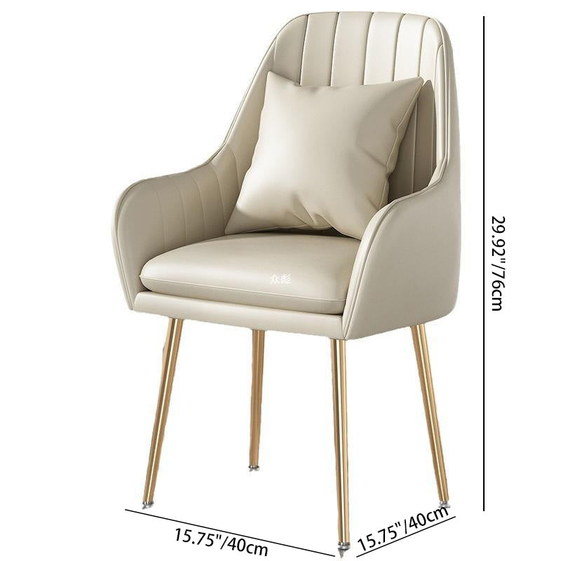 Contemporary Scandinavian Velvet PU Leather Sponge Emulsion Metal Square Vanity Stool Backrest Armrest For Bedroom