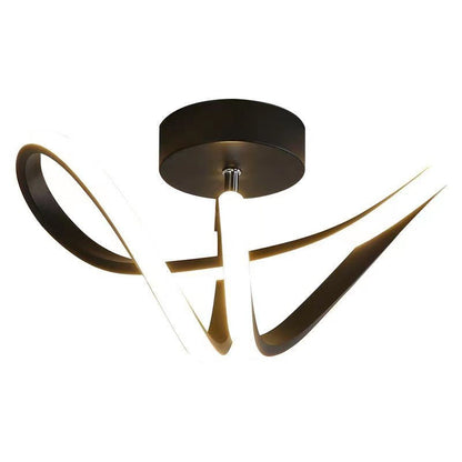 Modern Creative Bending Lines Iron Silicone LED Semi-Flush Mount Ceiling Light