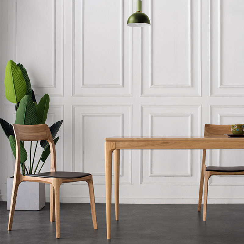 Traditional Chinese Square Wood PU Leather Dining Chair Four Legs Backrest For Dining Room