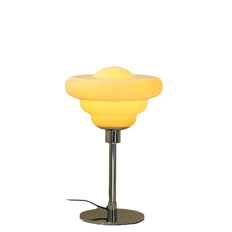 Contemporary Nordic Candy Color Round Glass Shade 1-Light Table Lamp For Bedroom