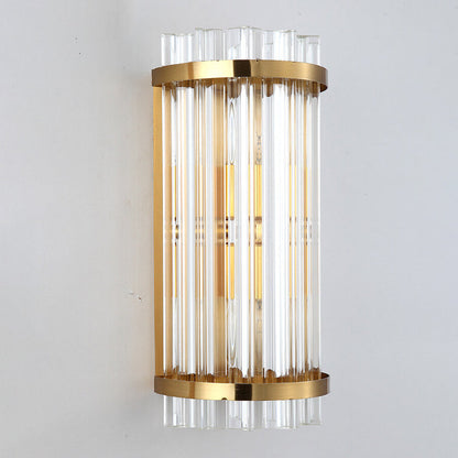 Nordic Luxury Crystal Plated Column 2-Light Wall Sconce Lamp
