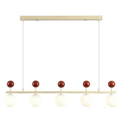 Contemporary Nordic Iron Long Strip Glass Magic Bean 5/7-Light Island Light Chandelier For Dining Room