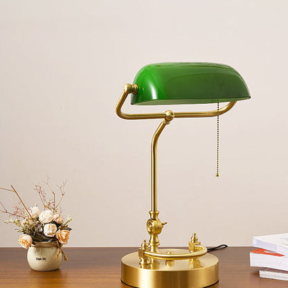 Traditional Vintage Curved Glass Solid Wood Base 1-Light Table Lamp For Study