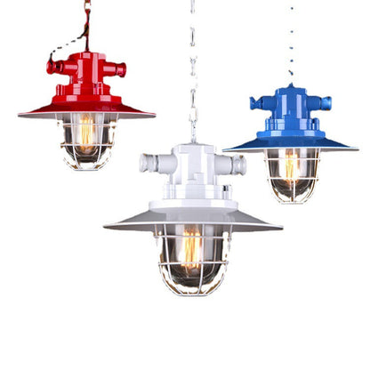 Contemporary Industrial Iron Pot Lid Glass Shade 1-Light Pendant Light For Dining Room