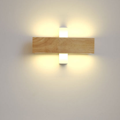 Japanese Minimalist Log Rectangular Flat Rotatable LED Wall Sconce Lamp