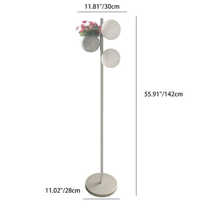 Contemporary Creative Flowerpot Decor PE Globe Shade LED Waterproof Standing Floor Lamp For Outdoor Patio
