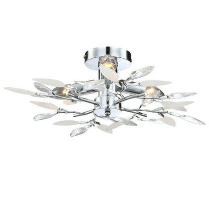 Creative Simple Crystal Leaf Combination Design 3-Light Flush Mount Light
