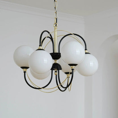 Traditional Vintage Irregular Twisted Orb Iron Glass 6-Light Chandelier For Living Room