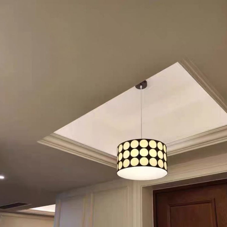 Contemporary Retro Drum Checkerboard Leather Lampshade 3-Light Pendant Light For Dining Room