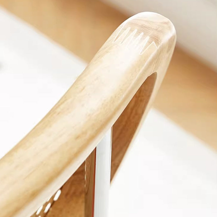 Contemporary Vintage Round Rectangular Solid Wood Metal Genuine Leather Dining Chair Backrest For Dining Room