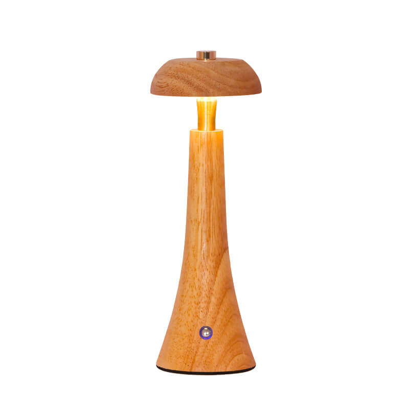 Contemporary Nordic Creative Solid Wood Mushroom LED Table Lamp For Bedroom