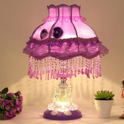 European Style Wedding Fabric Glass 1-Light Table Lamp