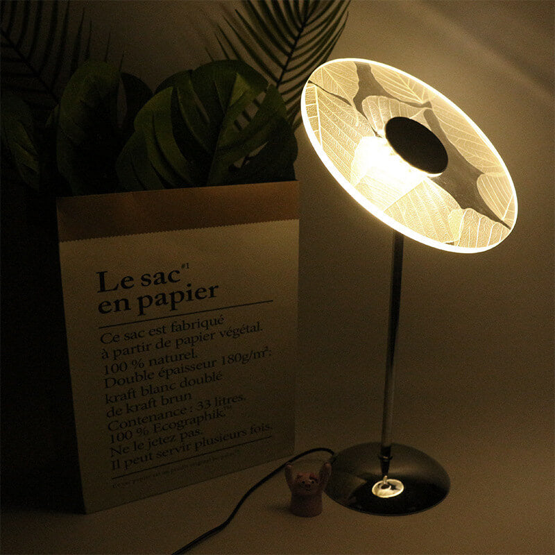 Modern Acrylic Creative Leaf Pattern Design LED Ambient Night Light Table Lamp