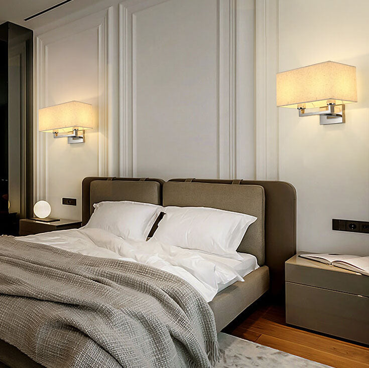 Modern Minimalist Solid Color Rectangular Iron Fabric 1-Light Wall Sconce Lamp