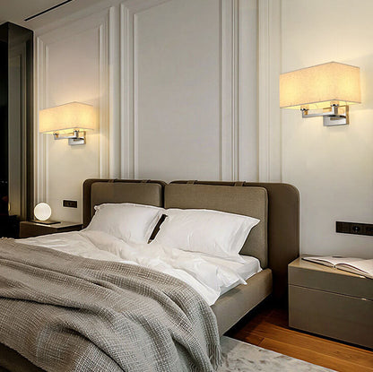 Modern Minimalist Solid Color Rectangular Iron Fabric 1-Light Wall Sconce Lamp