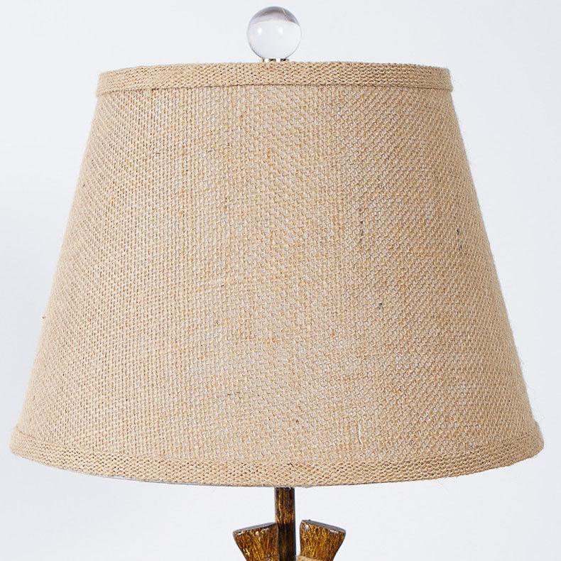 European Vintage Rustic Resin Linen 1-Light Table Lamp