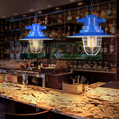 Contemporary Industrial Iron Pot Lid Glass Shade 1-Light Pendant Light For Dining Room