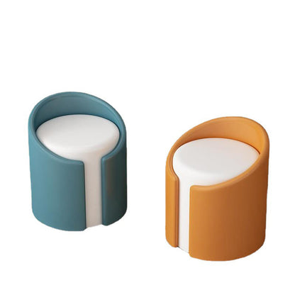 Modern Minimalist PU Leather Wood Sponge Round Cylinder Vanity Stool Backrest For Bedroom