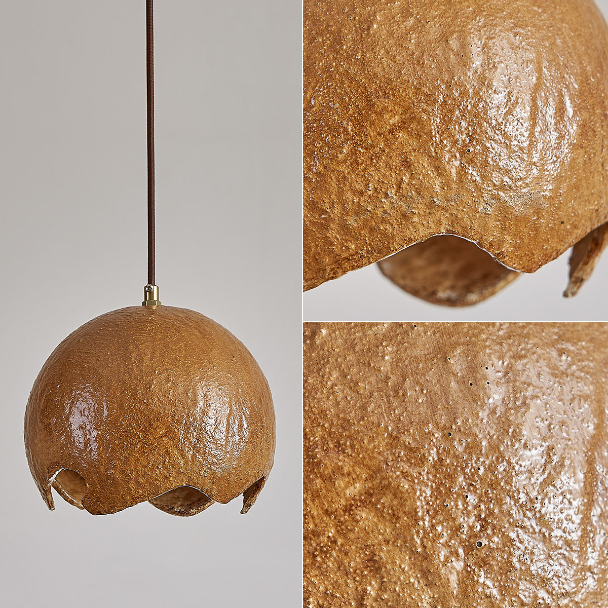 Traditional Japanese Iron Resin Cracked Eggshell Design 1-Light Pendant Light For Dining Room