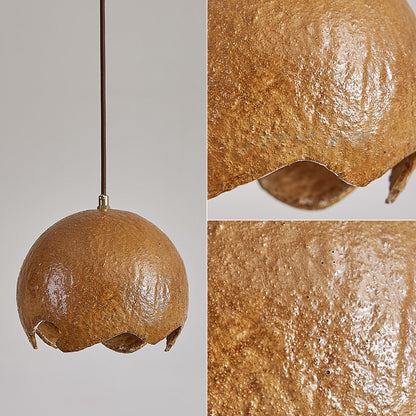 Traditional Japanese Iron Resin Cracked Eggshell Design 1-Light Pendant Light For Dining Room