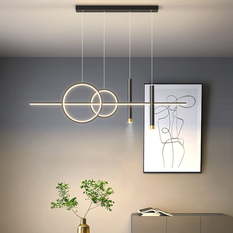 ثريا جزيرة LED مصنوعة من شريط سيليكون حديدي بتصميم عصري بسيط لغرفة الطعام 