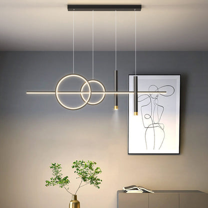ثريا جزيرة LED مصنوعة من شريط سيليكون حديدي بتصميم عصري بسيط لغرفة الطعام 