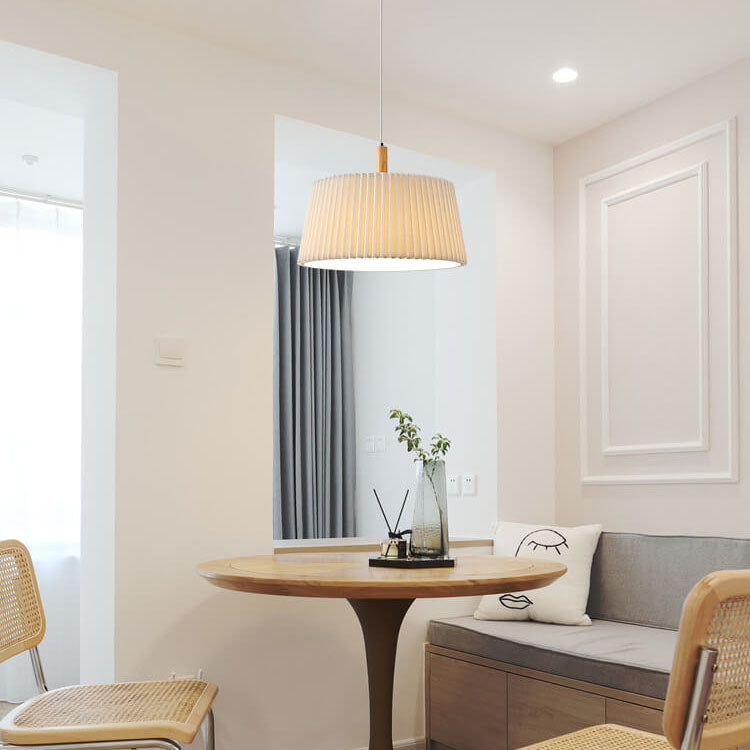 Nordic Minimalist Solid Color Solid Wood Fabric 1-Light Pendant Light