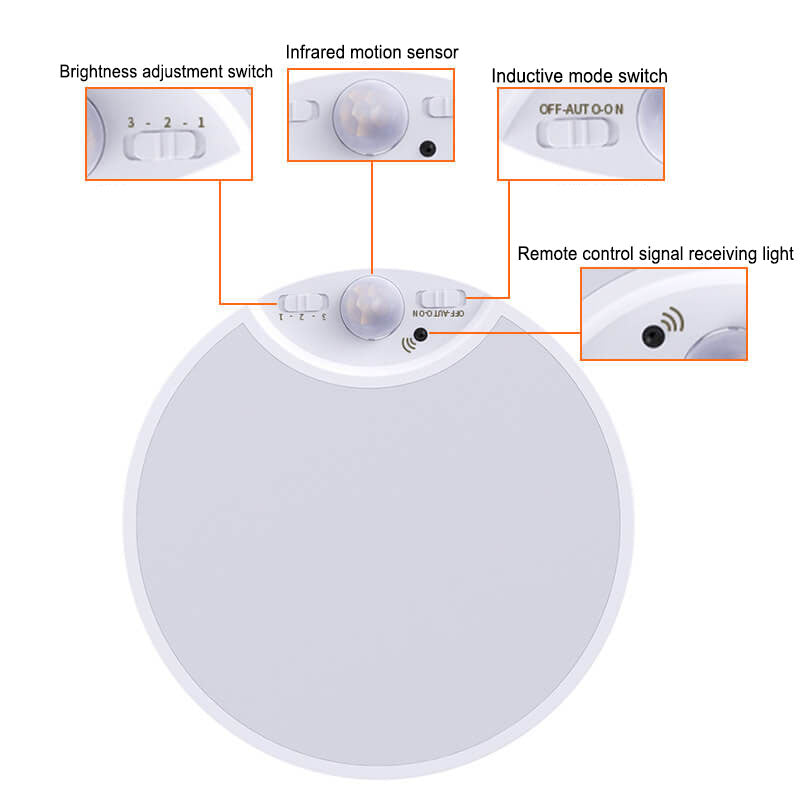 Simple Sensor White Round Acrylic LED Flush Mount Ceiling Light