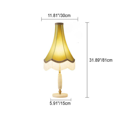 Modern Light Luxury Fabric Fringed Horn 1-Light Table Lamp