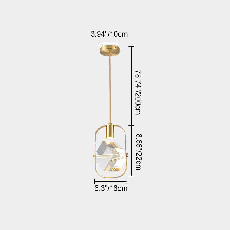 Modern Simplicity Crystal Square 1-Light Pendant Light For Bedroom