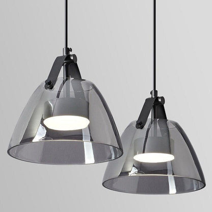 Contemporary Scandinavian Glass Conical Shade LED Island Light Chandelier For Dining Room