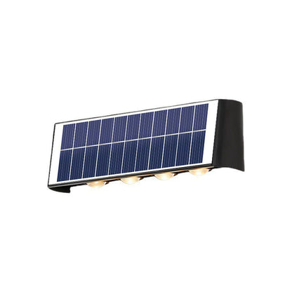 مصباح حائط LED مستطيل الشكل مقاوم للماء يعمل بالطاقة الشمسية بتصميم عصري بسيط مصنوع من مادة ABS PMMA للفناء الخارجي