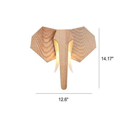 Nordic Creative Solid Wood Elephant Shape LED Wall Sconce Lamp